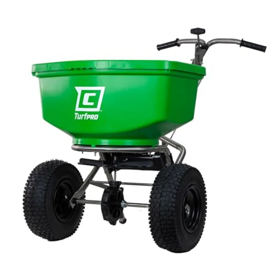 

Разбрасыватель Chapin 89400C для газонов и садов, 100 фунтов, Contractor TurfPro, из нержавеющей стали, прицепной, с 12 колесами, всепогодный, с полимерным бункером