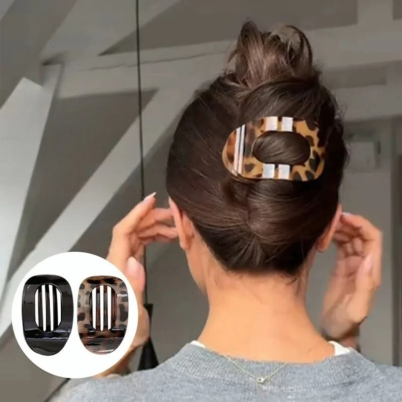 

Женские французские акриловые заколки для волос: модные овальные плоские заколки-крабы с леопардовым принтом, большие круглые заколки-крабы, новые аксессуары для укладки волос