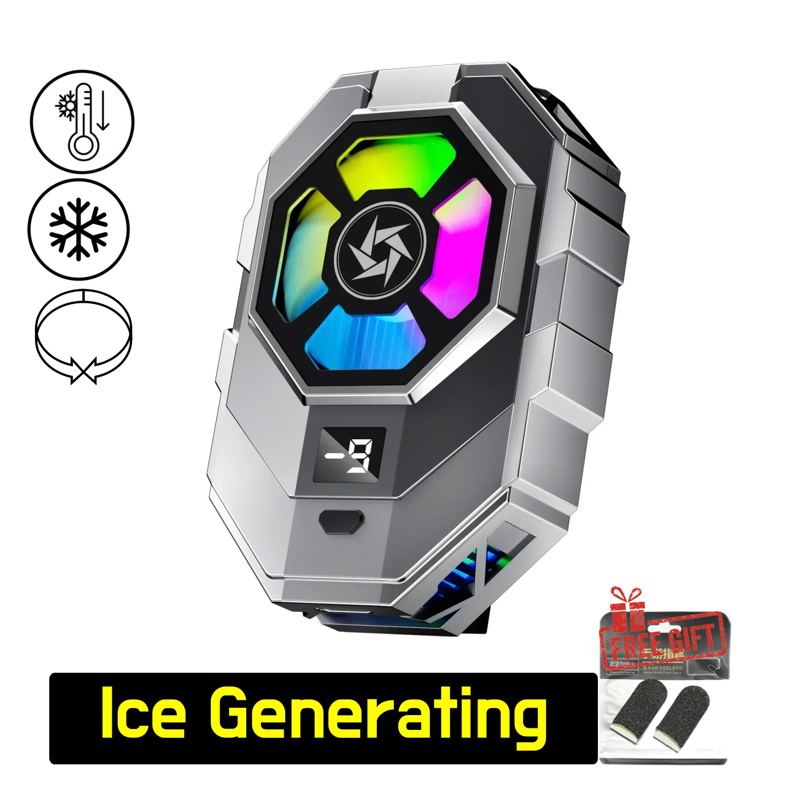 SL21 27W Clip-on Mobile Phone Cooler, 2 Gear Adjustable, Semiconductor Cooling Fan, Ice-generating, Universal for iOS/Android