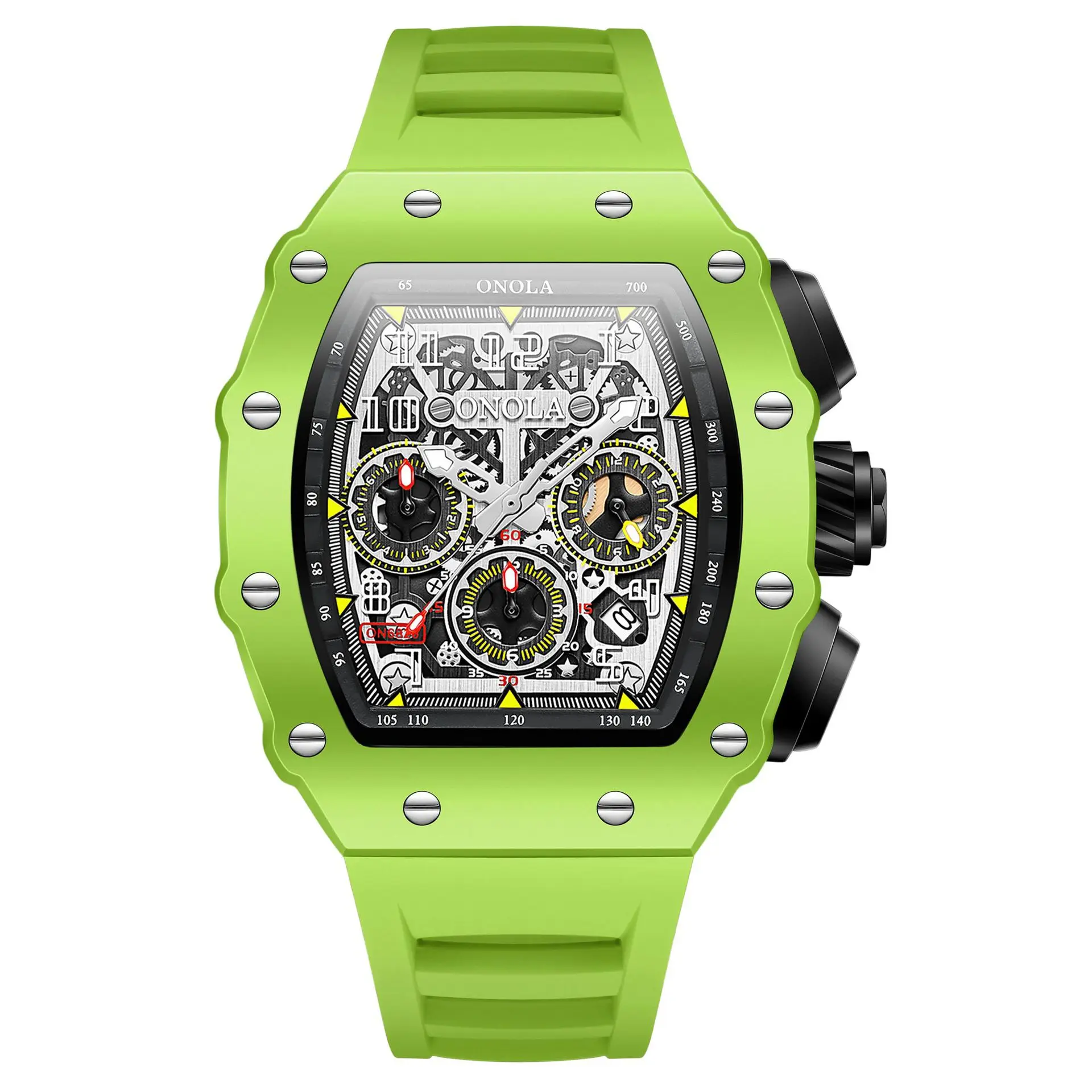 New Design Quartz Watch Fashion Tonnea Multifunctional Timing Waterproof Silicone Strap Watch for Man Reloj