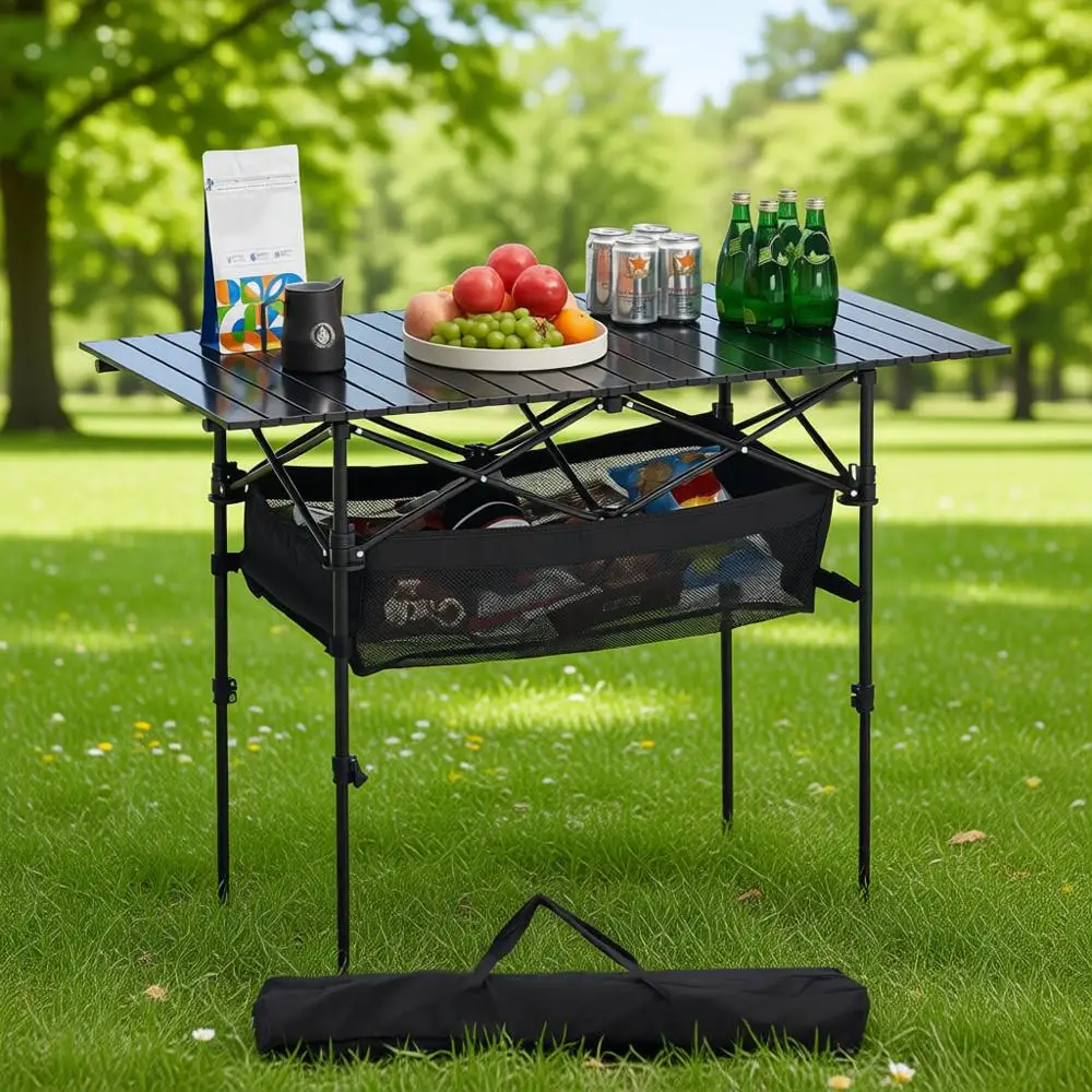 

Портативный складной походный стол - легкий уличный столик для барбекю и пикника, 47 дюймов, черный