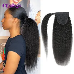 Paardenstaart Menselijk Haar Wikkel Rond Paardenstaart Extensions Recht Krullend Water Golf Kinky Rechte 8-30 Inch Lang Haar Natuurlijke Kleur