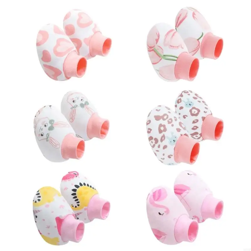 K8GF Packung mit 6 Paar Baumwoll-Babyschuhen, bequemen Innensocken, weichen elastischen Bündchen, niedliches Cartoon-Design,