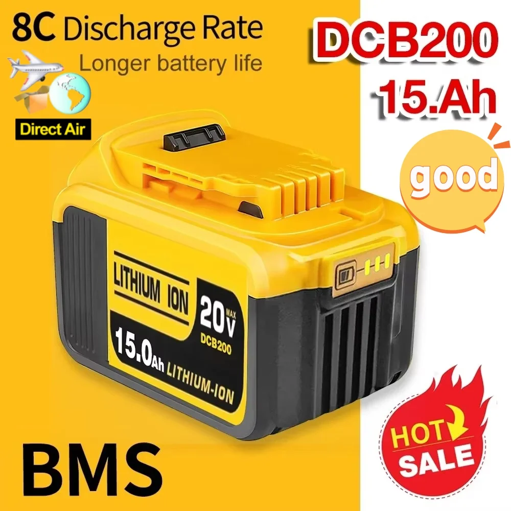 New 100% Original 15000mAh 20V for Dewalt Power Tool Battery DCB206 20V 15.0Ah Battery DCB206 20V Battery DCB205 DCB204-2