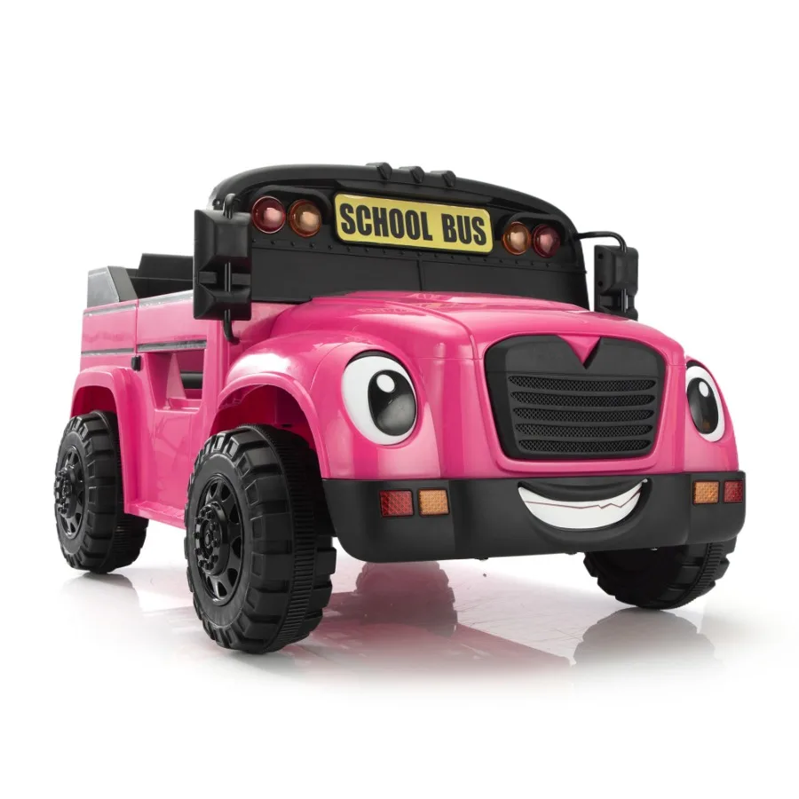 Autobús escolar de 12 V con luces LED de control remoto de 1 asiento y pantalla de alimentación Rosy