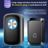 CACAZI DC Battery-Operated USB Cable Wireless Doorbell Waterproof Intelligent Door Bell for Home 300 Meters Long Range 60 Music