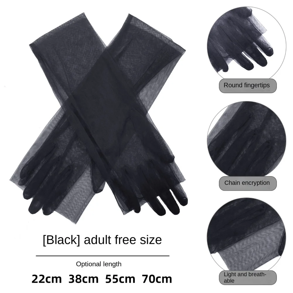 Transparente Sonnenschutz-Fahr handschuhe Frauen handschuhe ultra dünne Kleider handschuhe transparenter Tüll 70cm lange weibliche Handschuhe Frauen handschuhe