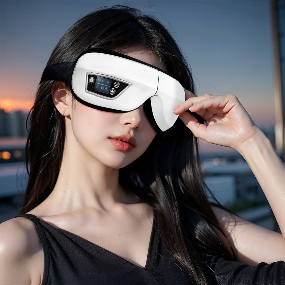Instrumento de massagem ocular inteligente vibração airbag compressa massageador de olhos ferramenta de cuidados com os olhos bluetooth música relaxar fadiga máscara de dormir