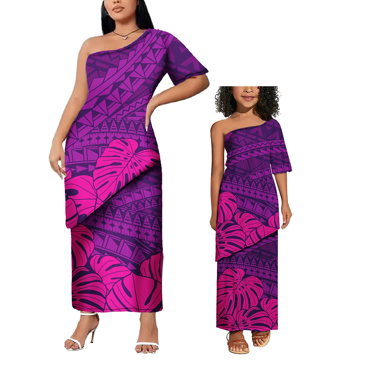 Custom Polynesian Samoan Tribal Print Parent-child Mother Daughter Matching Clothes Family Dress Outfits Clothing Sets