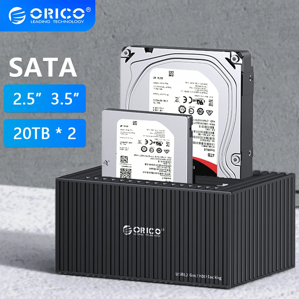 

ORICO 2.5" 3.5" inch Hard Drive Docking Station SATA HDD SSD Enclosure External House Box USB A 3.0 Type C Dual Bay HD Disk Slot