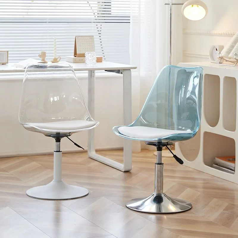 Acrylic Office Transparent Computer Chair Home Elevated Dressing Stool Front Desk Cashier Round Bench Conference Swivel Chairs