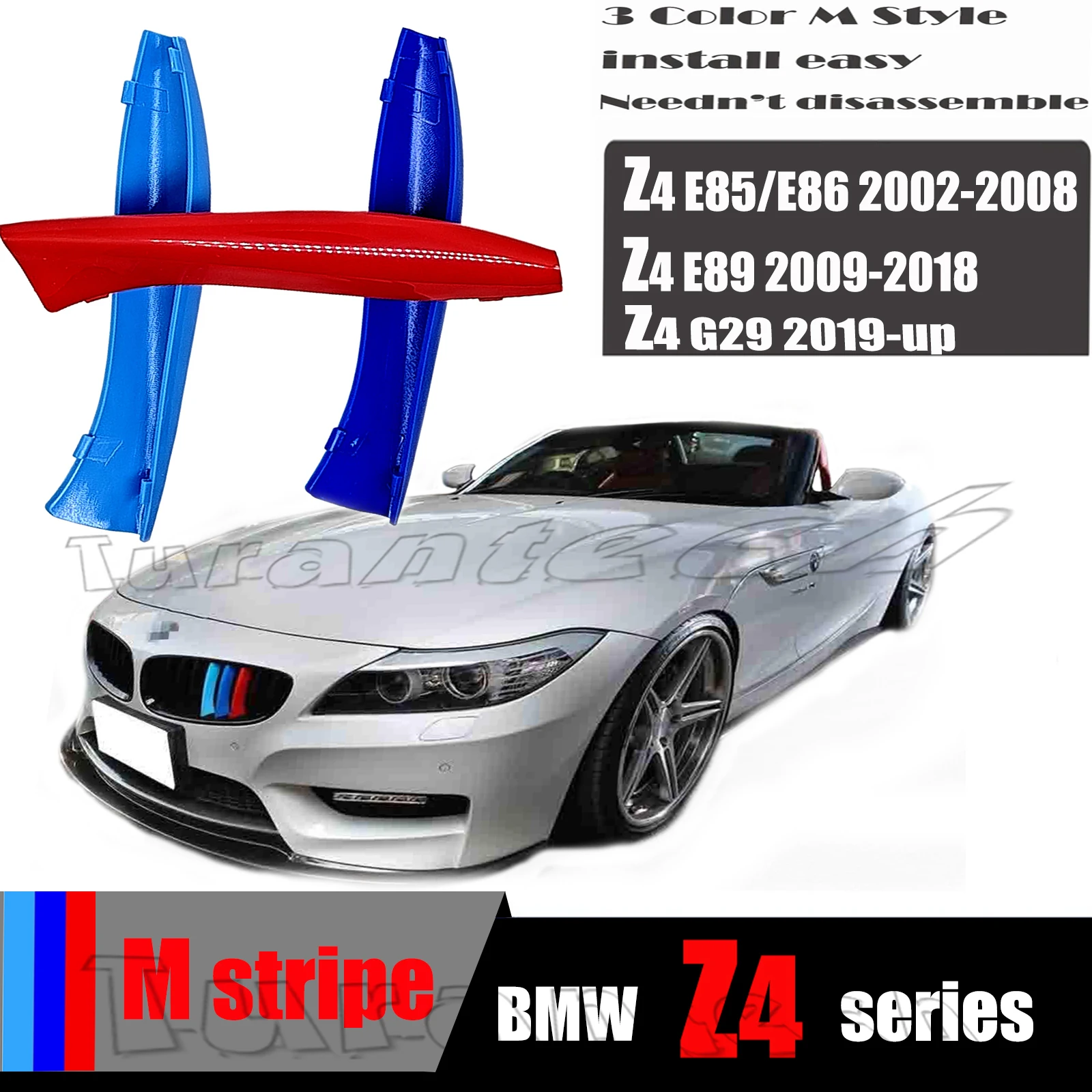 M Performance 3-Colored Grill Clip for 08-25 BMW Z4 Roadster 2.0 2.2 2.5 3.0 18 20 23 28 30 35 Stripe Grille Kidney Insert Trim