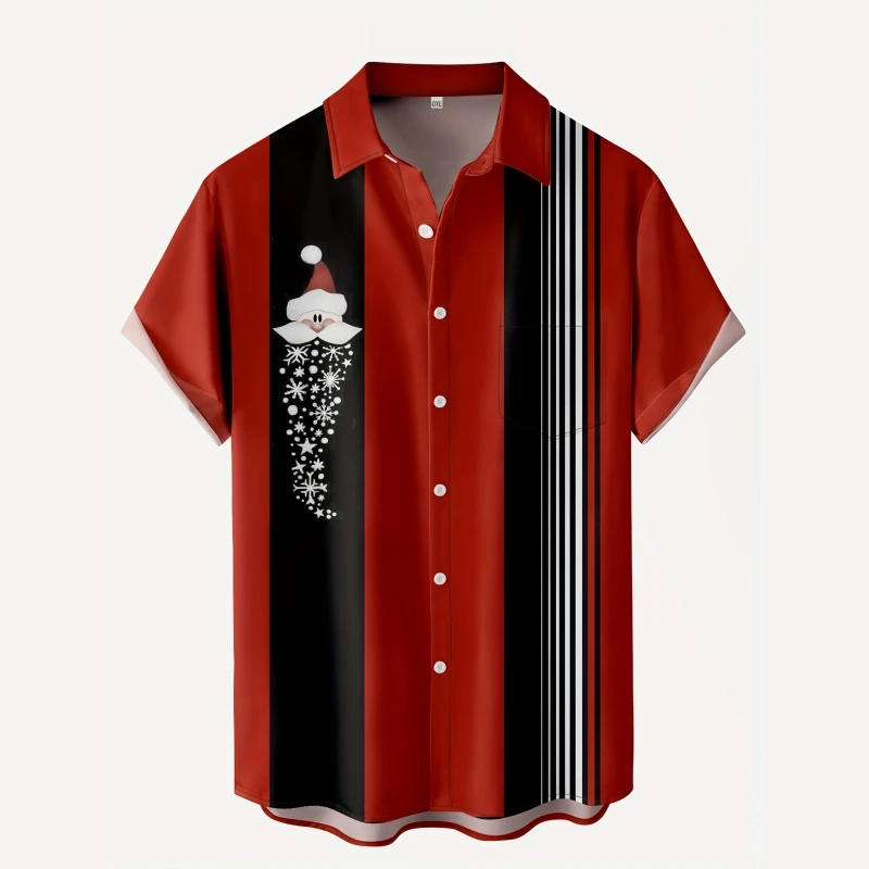 Camicie di babbo natale da uomo di natale estate Casual stampato manica corta nuova camicia oversize con bottoni con risvolto abbigliamento uomo hawaiano Top