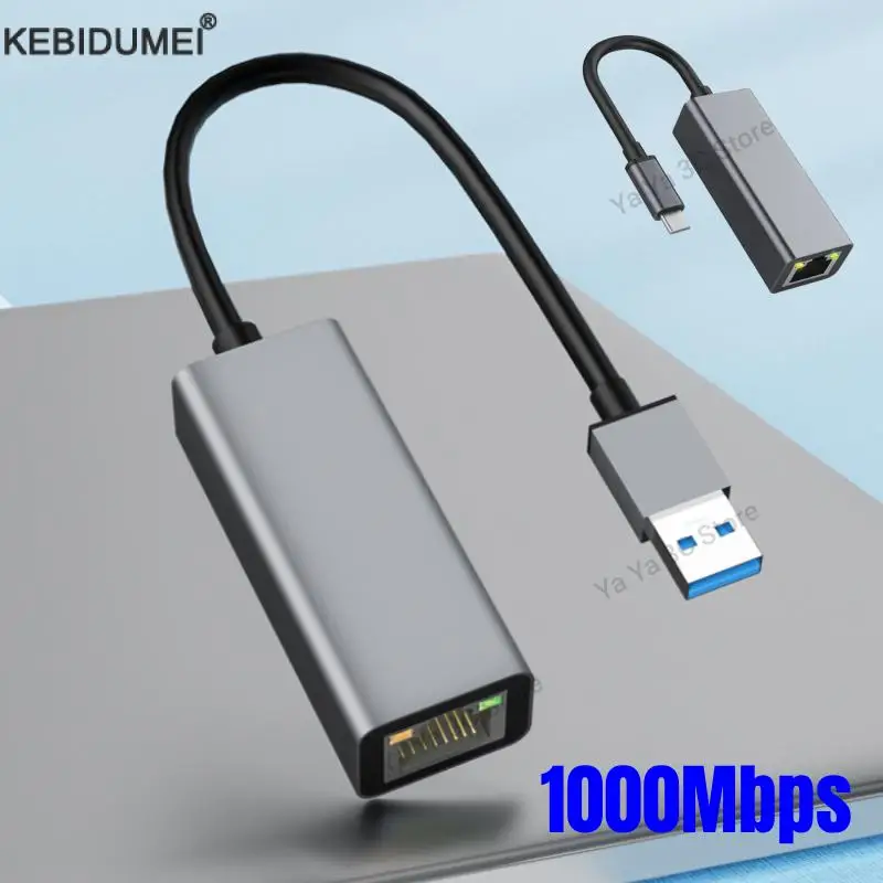 KEBIDUMEI USB Type C To RJ45 Network Card USB USB-C To RJ45 100/1000Mbps Lan Internet Adapter For PC Desktops Laptop Accessories