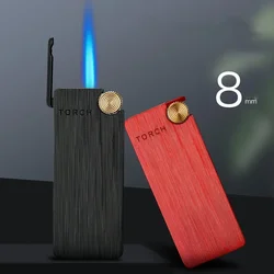 Ultra-thin Portable Metal Grinding Wheel Lighter Butane Blue Flame Windproof Turbo Torch Lighter for Men Smoke Accesoires