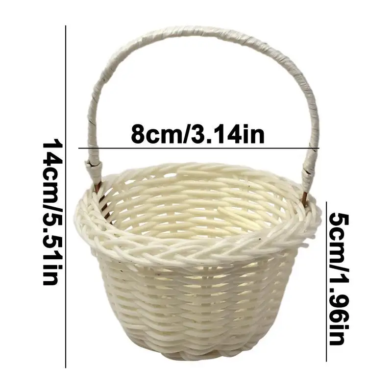 White Flower Girls Basket Weaving Wedding Baskets For Flowers Bride/Kids Hand Held Wedding Basket Woven Storage Basket