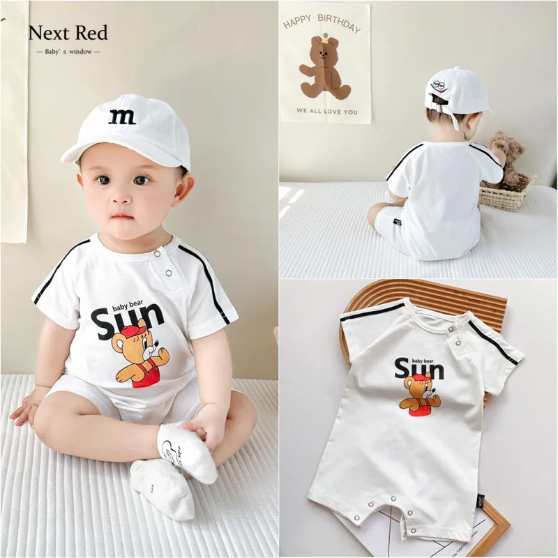 

Baby jumpsuit summer new short sleeved newborn cartoon shooting clothing for both boys and girls roupa bebe