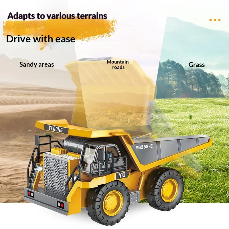 Yigong Remote Control Dump Truck 9 Channel Alloy Rc Engineering Vehicle Off Road Electric Mining Car For Indoor Outdoor Play