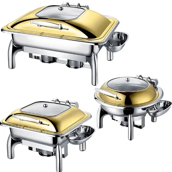 Food heater, round, high-quality buffet, alcohol stove, hot pot, stainless steel