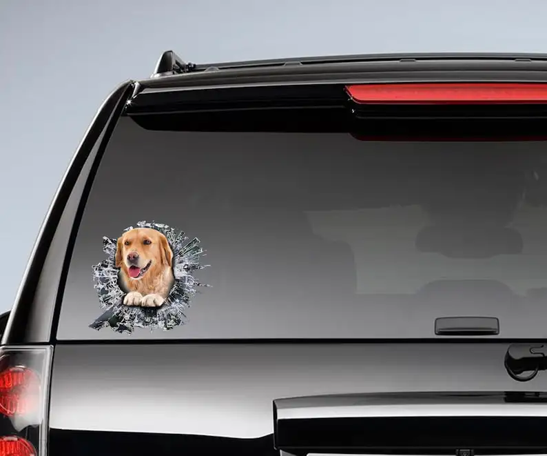 Golden Retriever window sticker, car sticker, Golden Retriever car decal