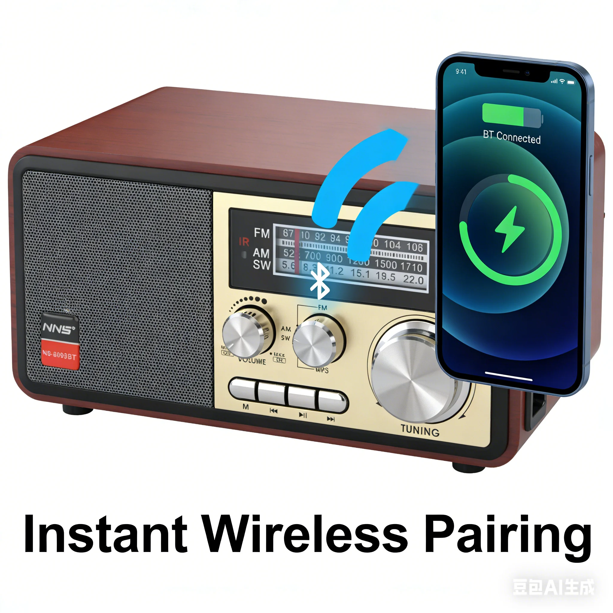 

Старомодное классическое радио с динамиком Bluetooth — полнодиапазонный FM/AM/SW-приемник, воспроизведение USB/TF-карт с дистанционным управлением