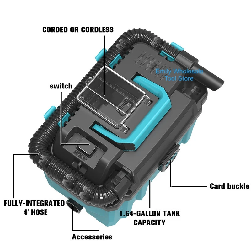 Brushless Rechargeable Vacuum Cleaner Lithium Construction Dust Collector Industrial High Power Compatible Makita Battery