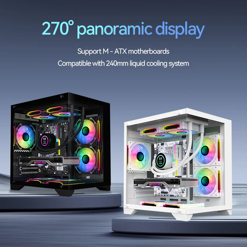 

AOC CG391 PC Case Pure White Ocean View Room Support 120/240 Water CoolingM-ATX ITX Motherboard Double-Sided Tempered Glass