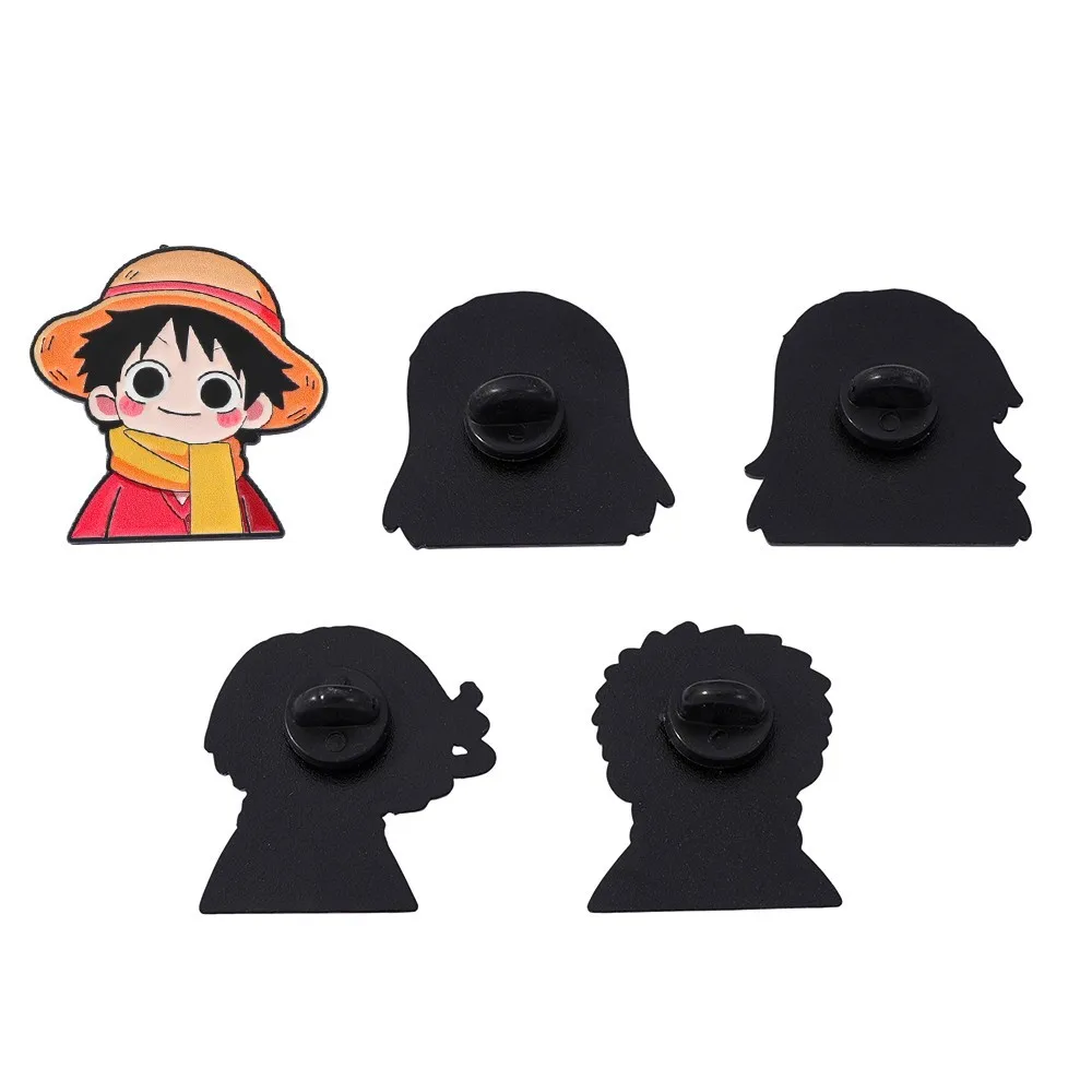 5 Pcs Cute Anime Cartoon Brooch Funny Nami Luffy Zoro Enamel Pin Metal Badge Jewelry Backpack Clothing Accessories Gift view 2