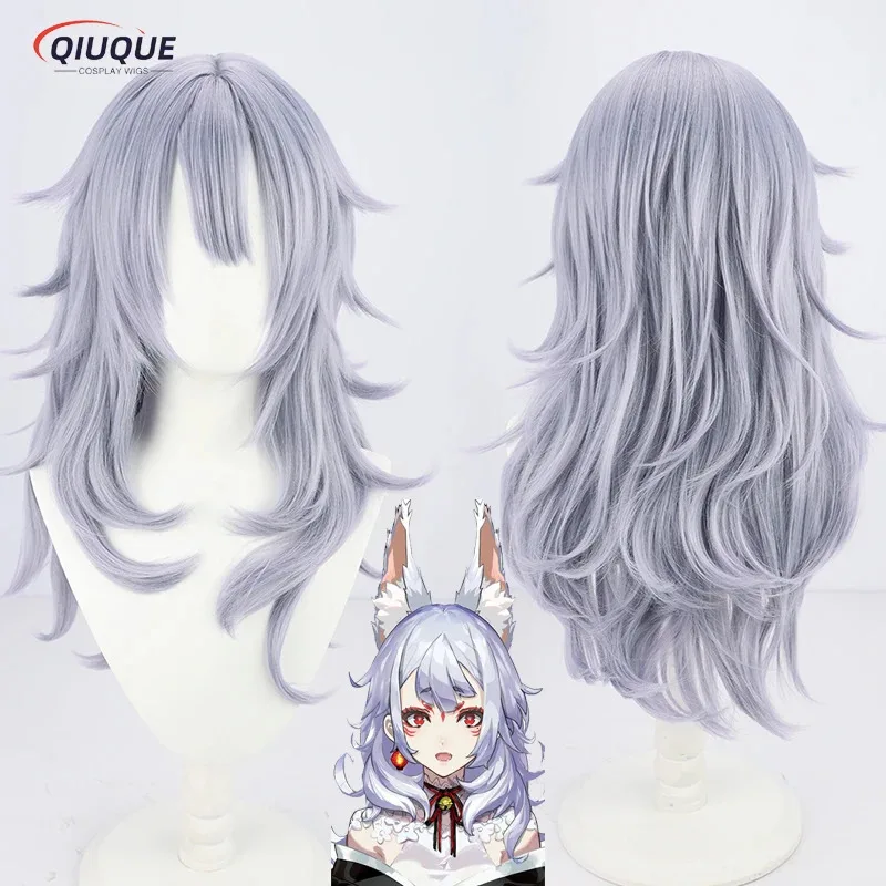 2025 yiyi VTuber NIJISANJI EN Nina Kosaka Cosplay Long Curly Light Purple Heat Resistant Synthetic Hair Wigs + Wig Cap view 2