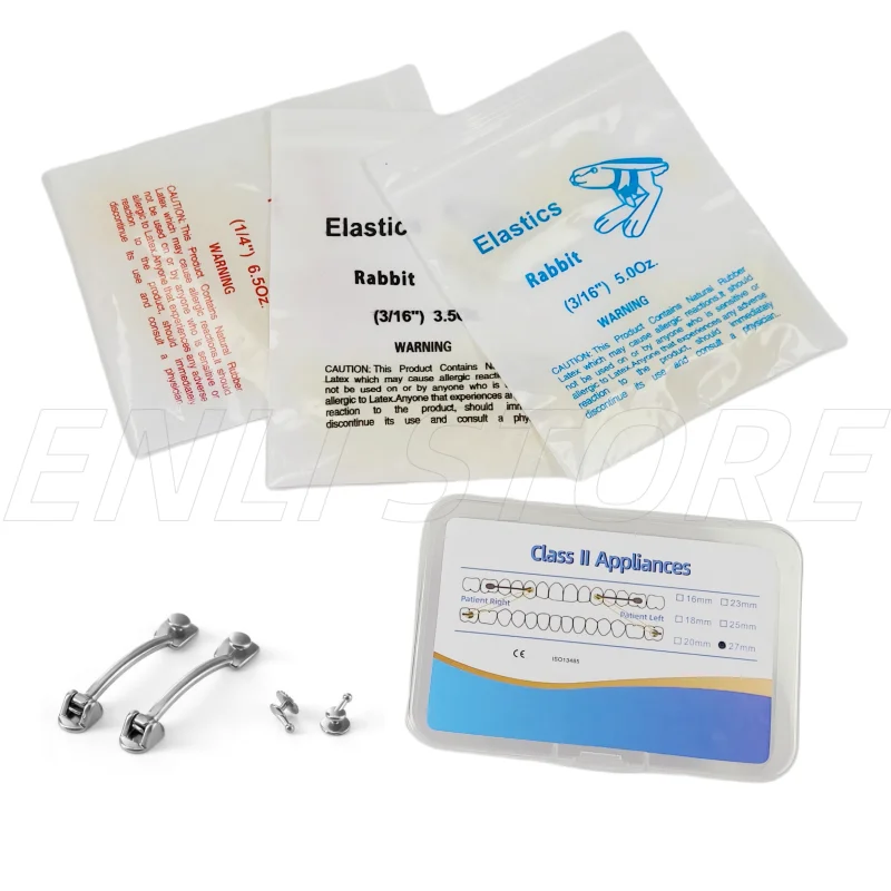 

Dental Orthodontic Class II Carriere Appliance Bondable Distalizing Bars Rubber Bands ize 16, 18, 20, 23, 25, 27mm
