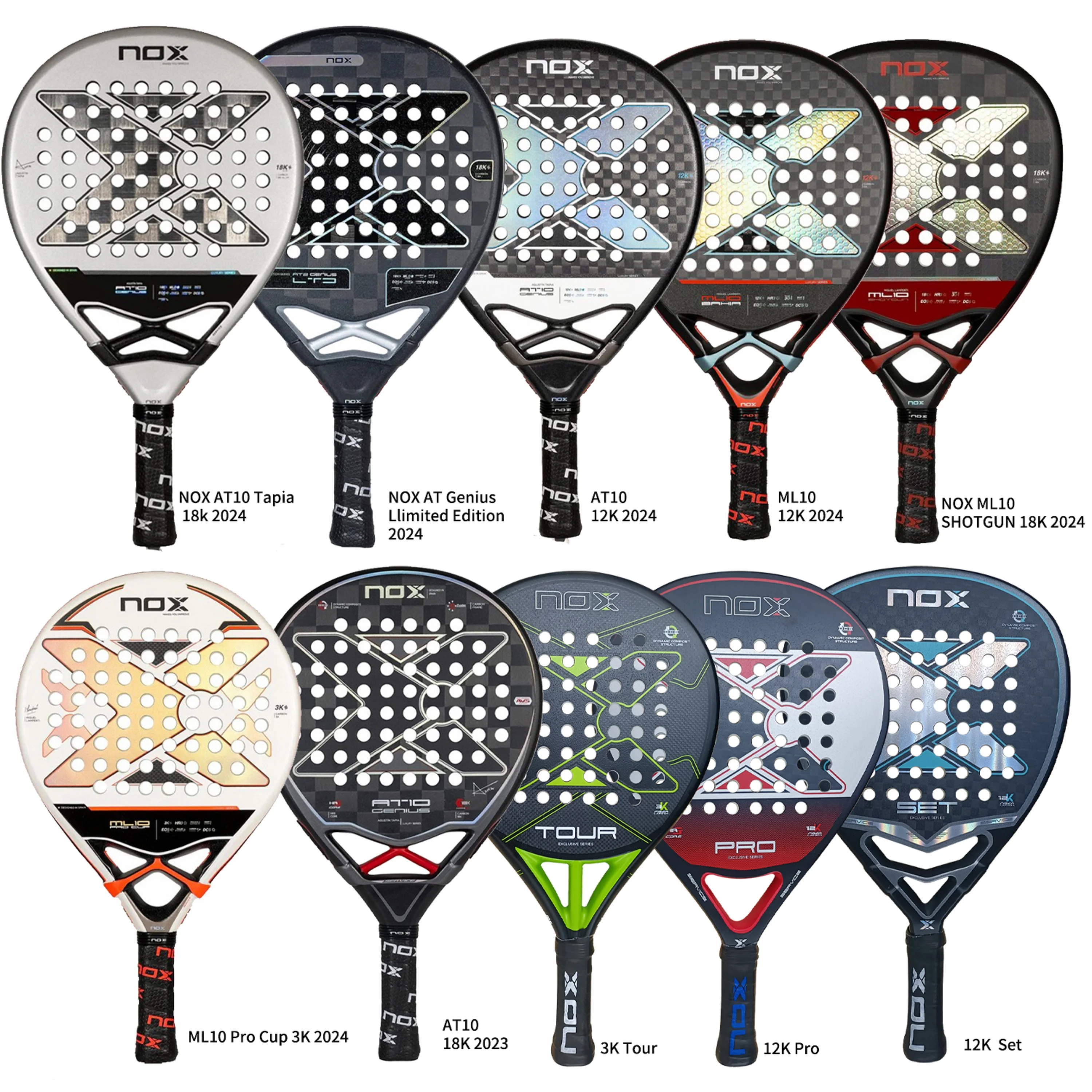 NOX padel Racchetta da tennis 12k Fibra di carbonio Superficie ruvida Equilibrio elevato con EVA SOFT Memory Padel Paddle Padel Racchetta da tennis