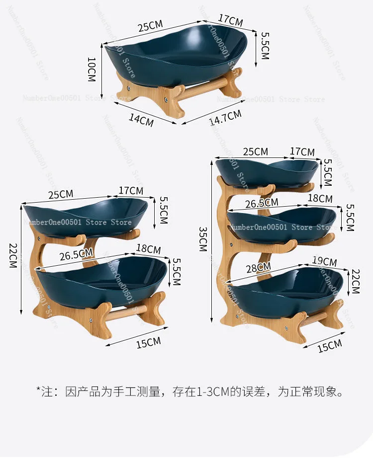 Creative three-layer multi-layer fruit tray European ceramic dried fruit tray bamboo frame household snack candy basket view 6