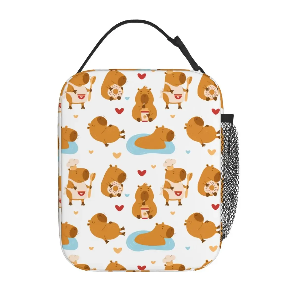 Insulated Lunch Box Cute Capybara Cook Merch Kawaii Capybaras Donut Lunch Container Causal Cooler Thermal Bento Box For Outdoor