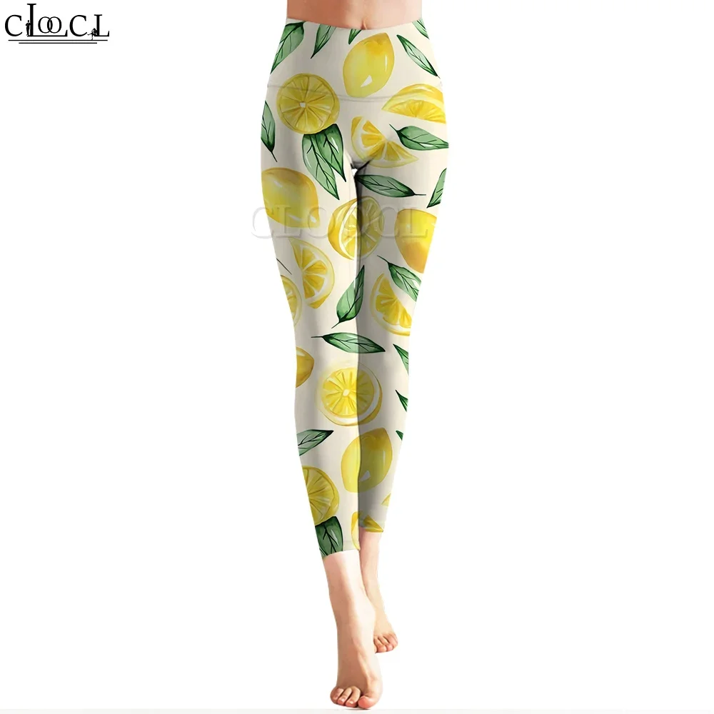 CLOOCL Fashion Women Legging Yellow Lemon Pattern 3D Printed Trousers for Female Workout Push Up Jogging High Waist Yoga Pants