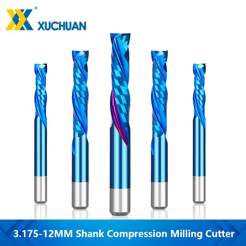 

Compression Milling Cutter 3.175/4/6/8/10/12mm Shank Up Down Cut End Mill 2 Flute CNC Router Bits Carbide Milling Tools