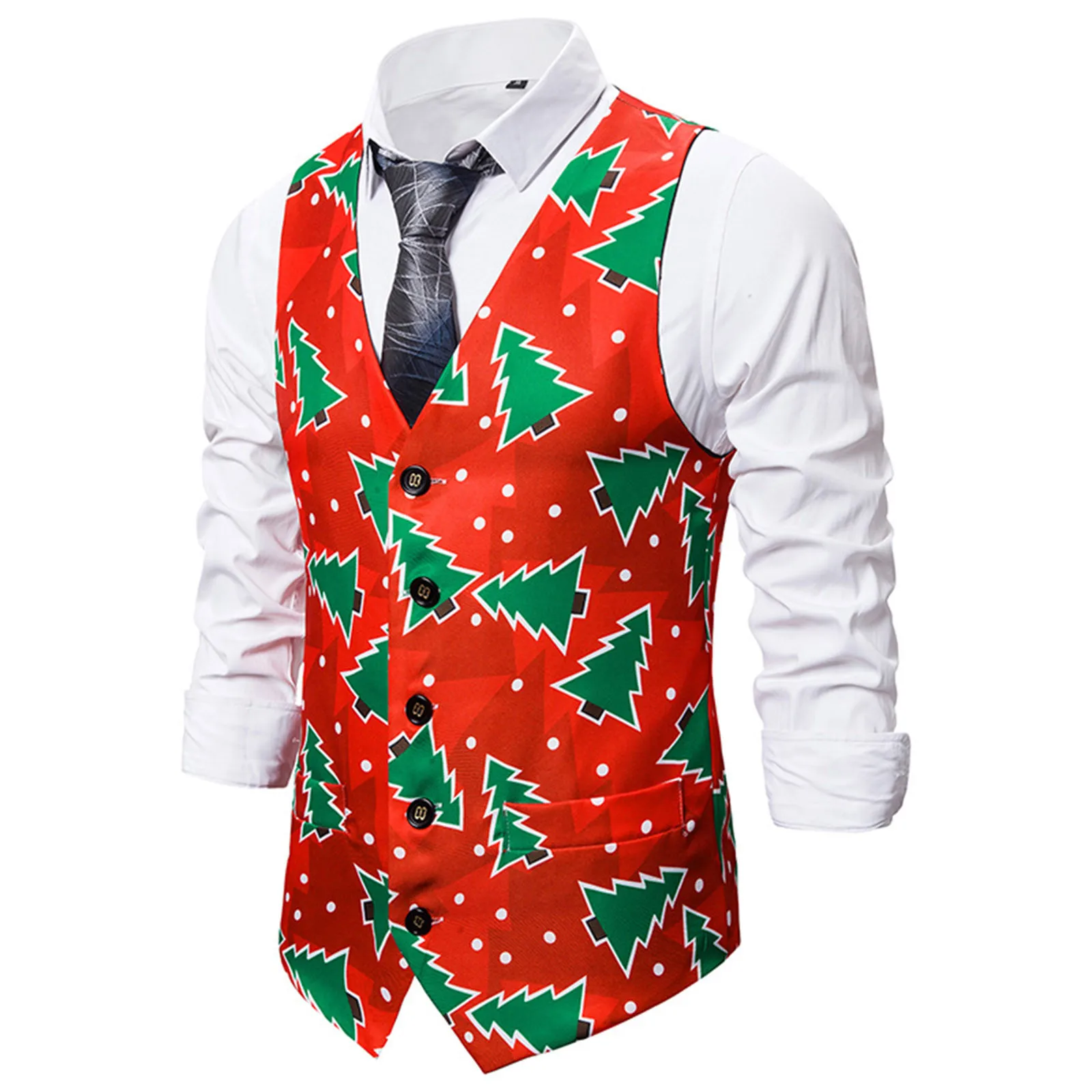 Christmas Printed Vest for Men Regular Fit Suit Snowflake Snowman Print Blazer Vests Men Suit for Xmas Gilet men Suit male