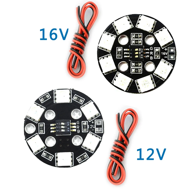 1pcs 12V/16V High-quality 7 Color RGB RGB5050 LED Round Circle Board 5050 X8/16V X6/12V for FPV RC Multicopter Drone