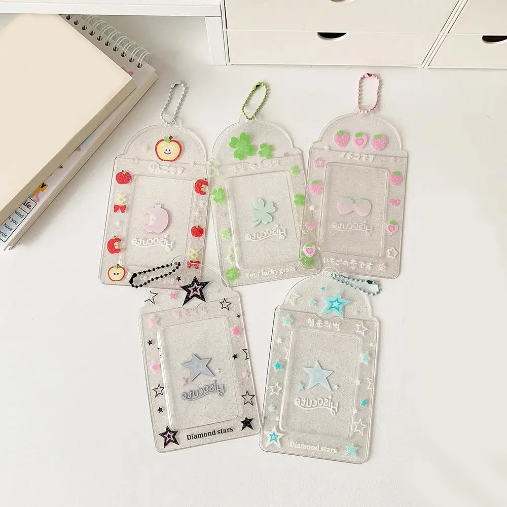 

Photocard Holder Transparent Card Sleeve Photo Card Holder Glitter Card Cover DIY INS Sweet Cute Cartoon Keychain Photo Frame