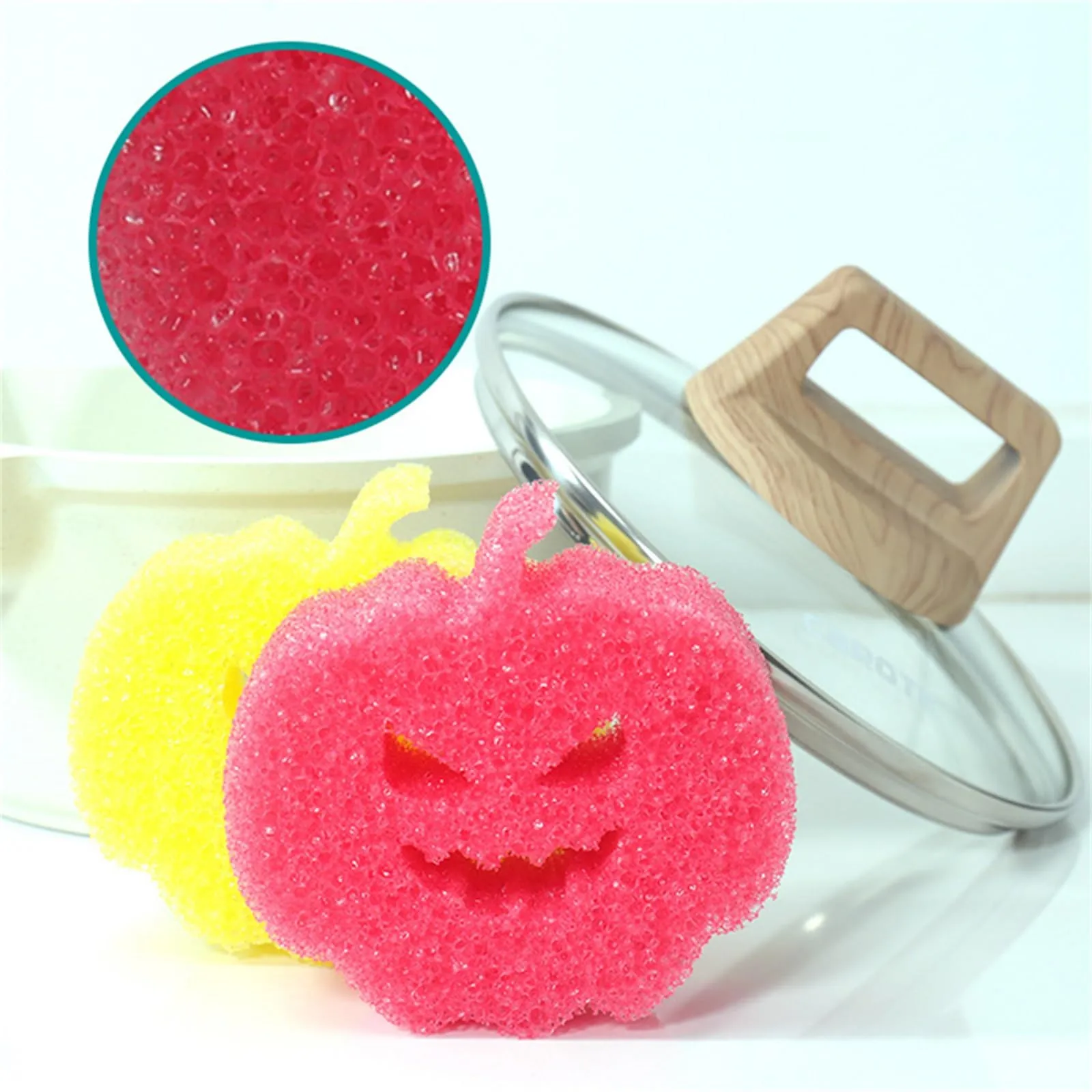 Halloween Cleaning Sponges Pumpkins Temperature Sensitive Non Scratch Household Cleaning Sponges Dish Pots Pans 10cm*9.5cm*4cm