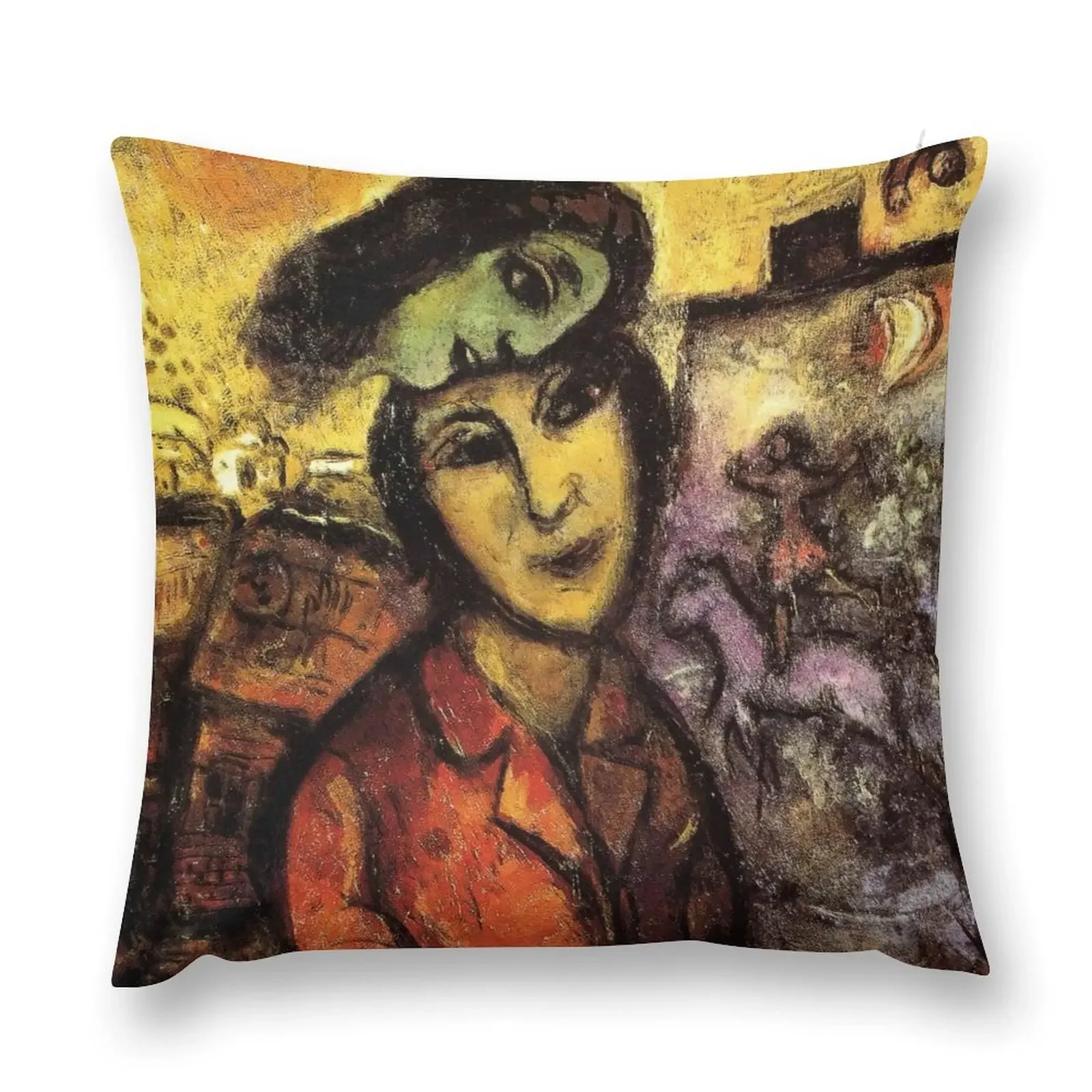 Dessin par marc chagall marc chagall paintings marc chagall artwork Throw Pillow New year Elastic Cover For Sofa pillow