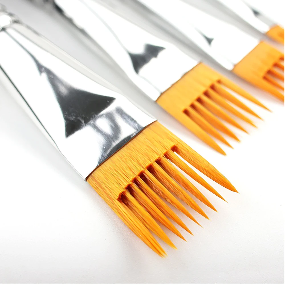 4pcs Comb Shape Nylon Bristle Watercolor Brushes for Artists' Variety of Painting Techniques, Painting Accessories