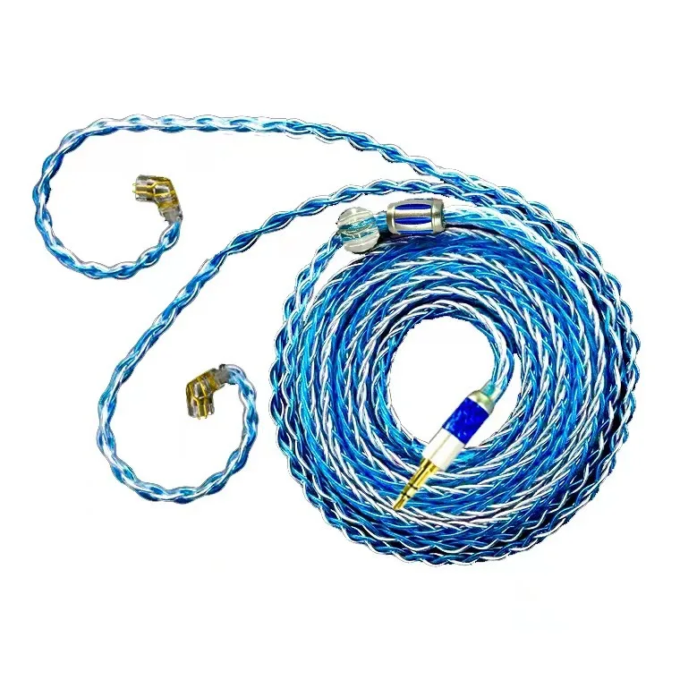 High-Purity 16-Strand Braided Silver-Plated HIFI Earphone Upgrade Cable For 3.5/4.4/2.5mm To 0.75/0.78 Audio Cable