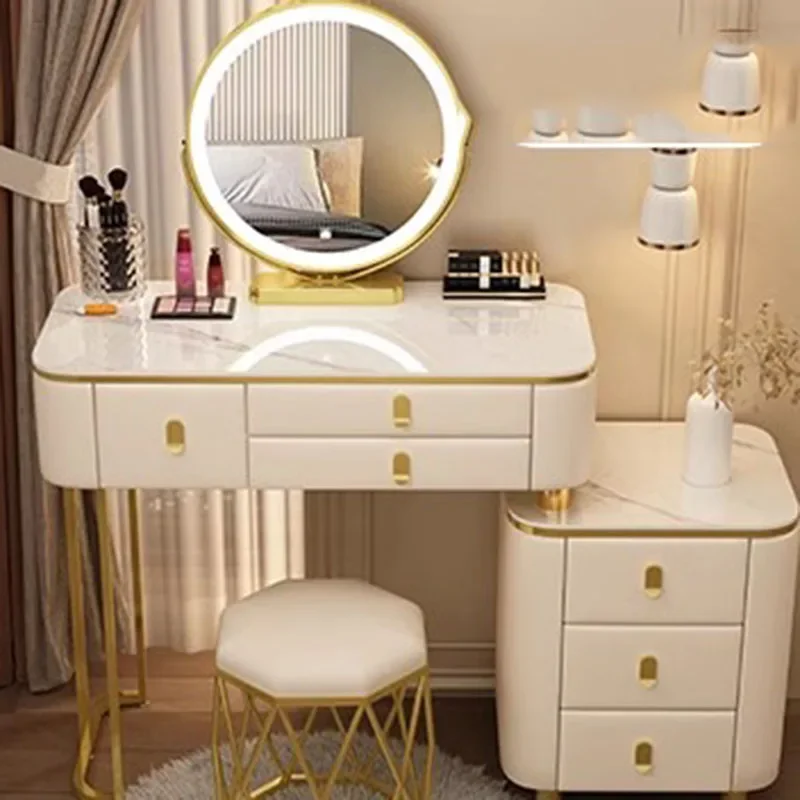 Mirror Makeup Table Vanity Storage Computer Organizer Makeup Desk Drawers White Bedside Coiffeuse De Chambre Home Furniture