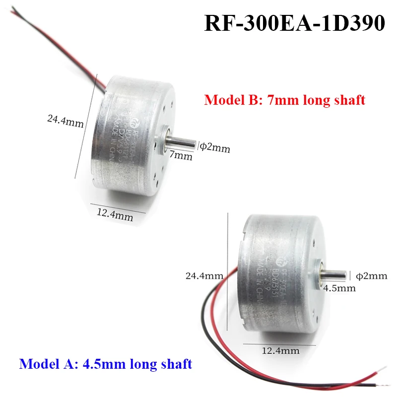 Mabuchi RF-300EA-1D390 Mini 300 Motor DC 3.7V 5V 6V 7000RPM Micro 24mm Round Spindle Motor DIY Hobby Toy Fan Solar Power Model