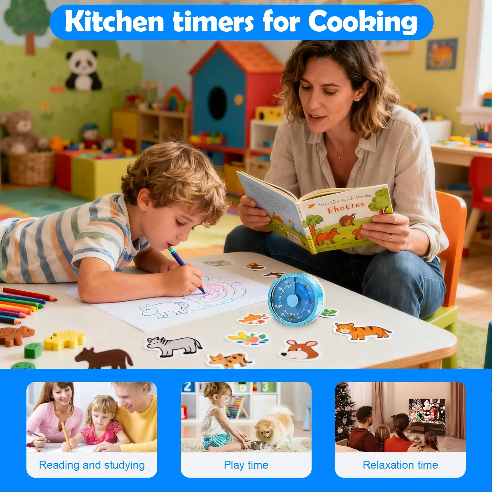 Timer For Kids 60-Minute Wind Up Mechanical Timer Mechanical Time Management Tool With 72 Decibel For Work School Classroom Desk