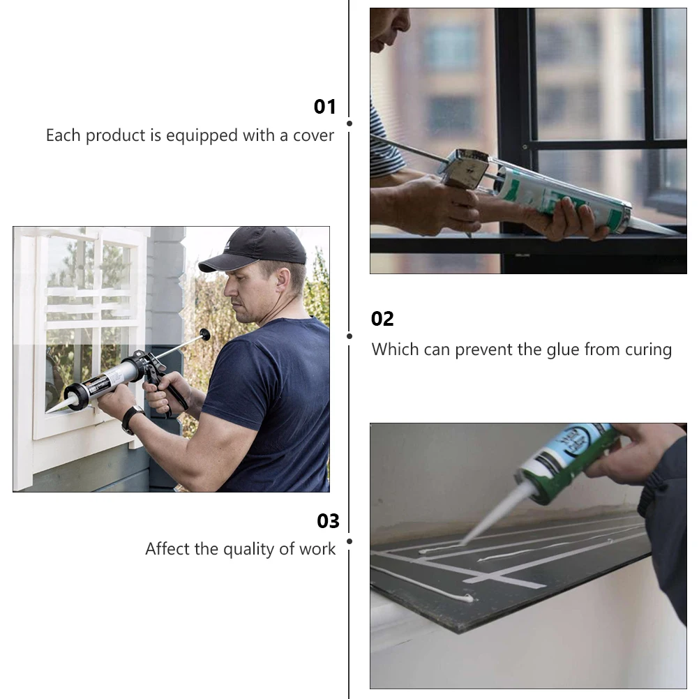 

12pcs Replacement Caulk Nozzles For Sealing Easy Install Glue Tip Caps Prevent Clogging Professional Caulking Tool Accessory