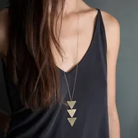 New Fanshion Gold Color Long Chain Choker Triangle Pendent Necklace For Women Collares Necklace Jewelry Girl Gift Bijoux Femme
