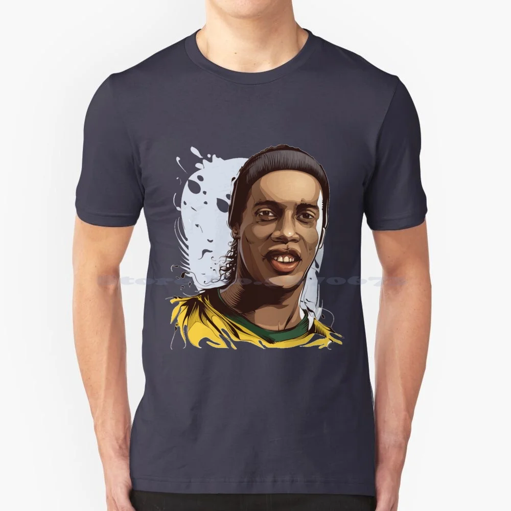 Illustration Ronaldinho Art T Shirt 100% Cotton Tee Ronaldinho