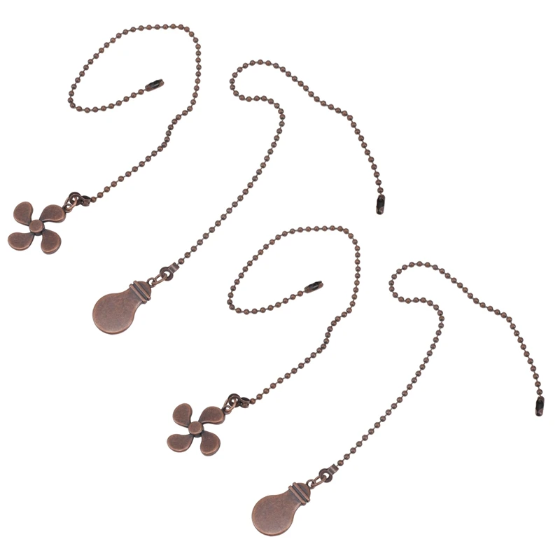 

4Pcs Ceiling Fan Pull Chain Set,Bulb And Fan Pattern Pull Chain Extension Fan Pull Chain Pendant 12 Inch