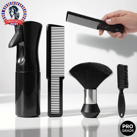 4pcs Professional Barbershop Tools Spray Bottle Comb Nylon Bristle Beard Brush Hair Cleaning Brush Salon Styling Accessories